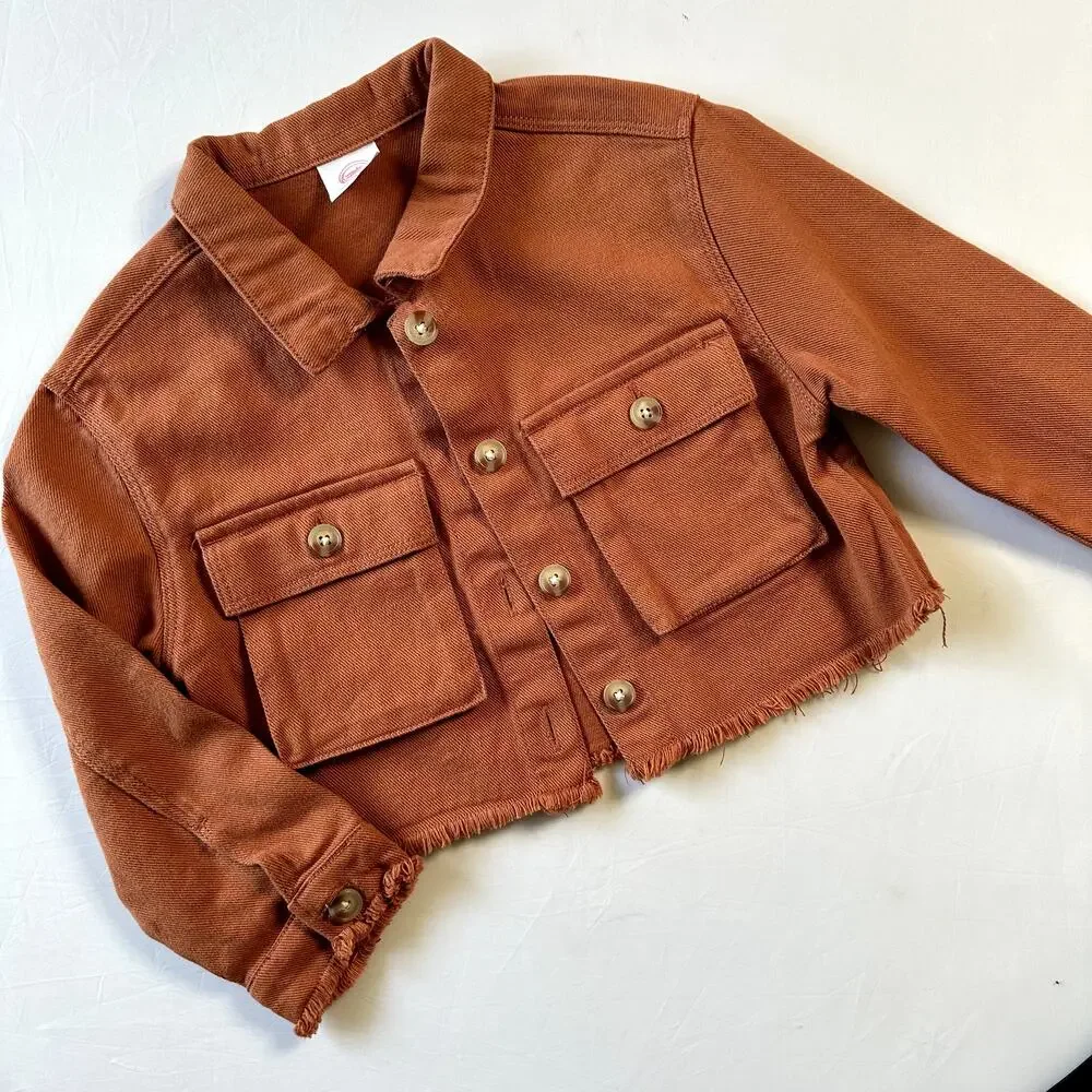 Wonder Nation Burnt Orange Cropped Light Weight Jean Jacket Sz 4T